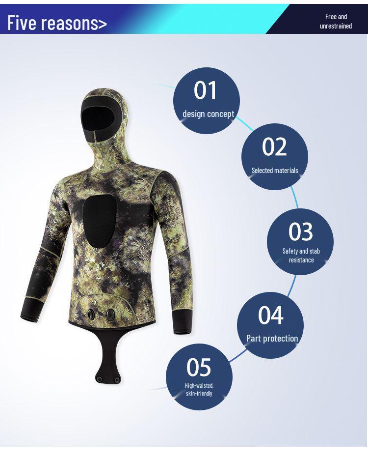 3mm Split Camouflage Spearfishing Wetsuit - Warm, Sun & Jellyfish Protection