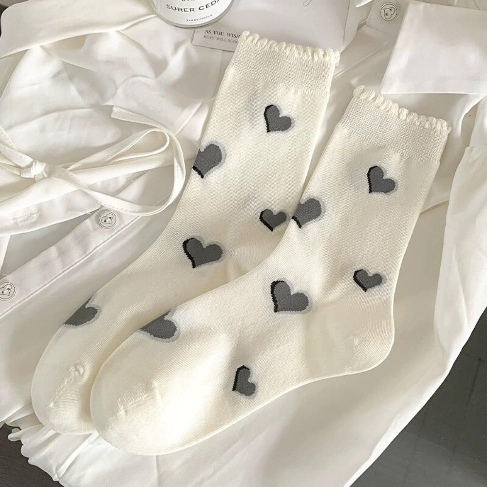 

2 Pairs Knited Middle Tube Socks Cute Women‘s Socks New Cotton Socks for Girls