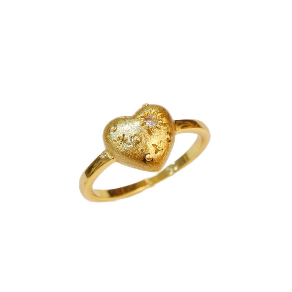 2026 Points Diamond Octagram Brushed Love Ring Vintage Light Luxury Niche High-end Index Finger Ring
