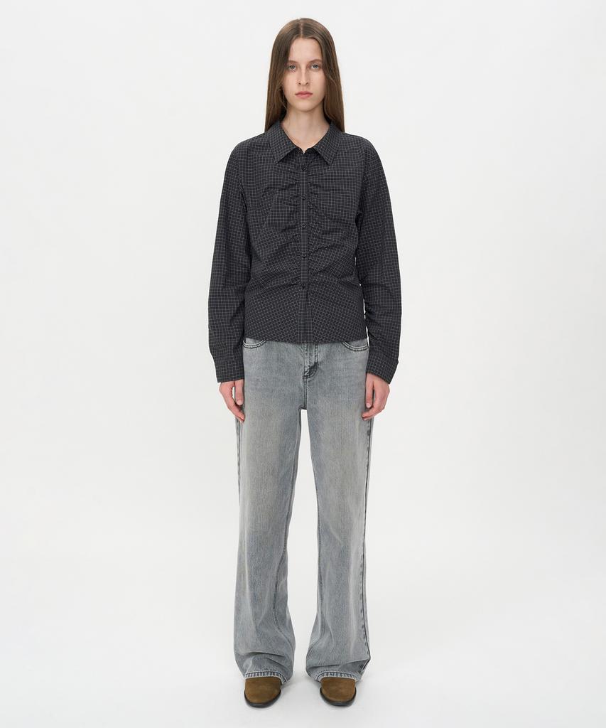 INSILENCE WOMEN Broken Twill Straight Jeans Light Grey