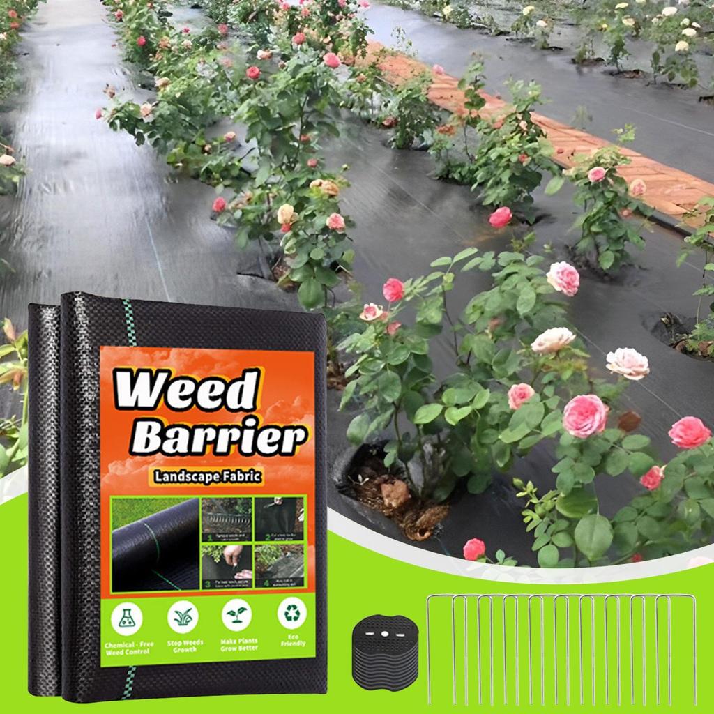 Landschaftstuch 3x32 Fuß Gewebte Barriere-Matte Gartenarbeit Grasblocker Mit U-förmigen Befestigungsheringen Für Garten Landschaft Hof Rasen