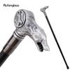 Bastone da passeggio testa di lupo in resina argentata Bastone decorativo in acciaio moda Pomello bastone elegante Cosplay Bastone pastorale 92cm