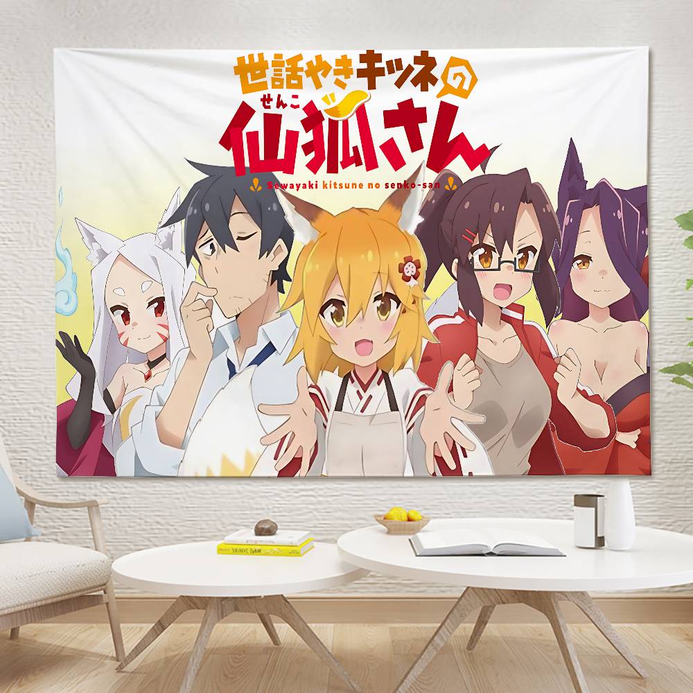 The Helpful Fox Senkosan Tapestry Wall Hanging Printed Polyester Tapestry INS Decoration Wall Decor