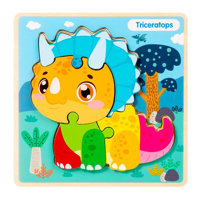 

Новый Деревянный 3D Пазл Мультяшный Динозавр Познавательный Пазл Раннее Обучение Обучающие Игрушки Игрушка Монтессо для Детей Подарки
