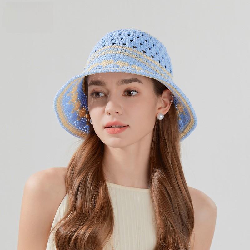 Summer Womens Cotton Mesh Bucket Hat With Wide Brim For Sun Protection And Casual Style
