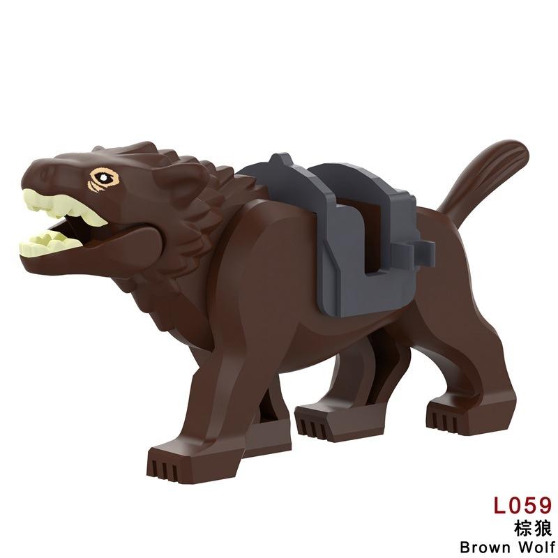 Medieval series of war horses, Lord of the Rings mounted Wolf series, children's educational assembling building block toys.