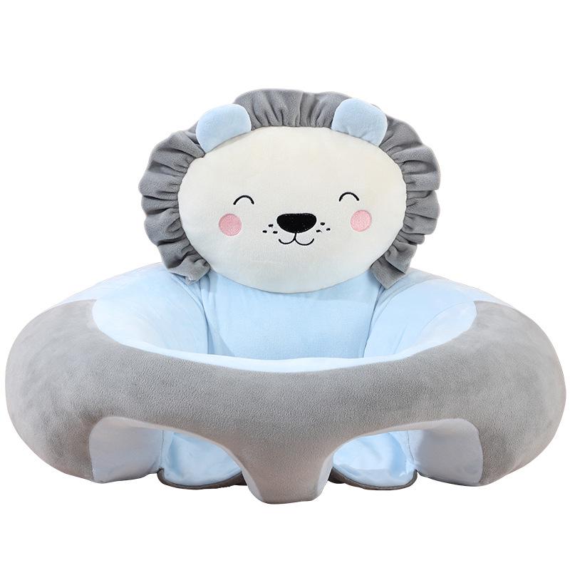 Cartoon Infant Soft Learning Chair - Portable Silicone Anti-Fall Seat & Plush Toy