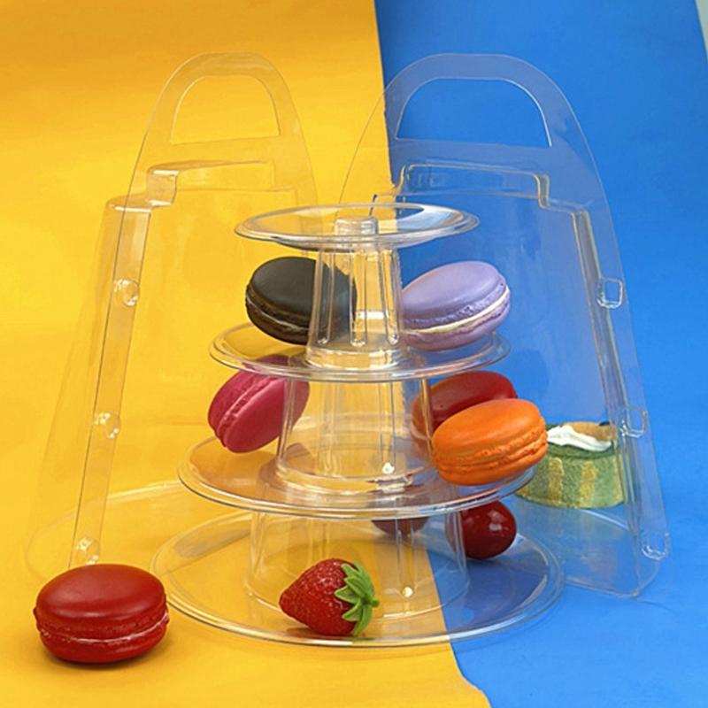 Durable 4 Layer Macaron Display Tower Portable Macaron Tower Display Case Storage Holder For Parties And Celebration