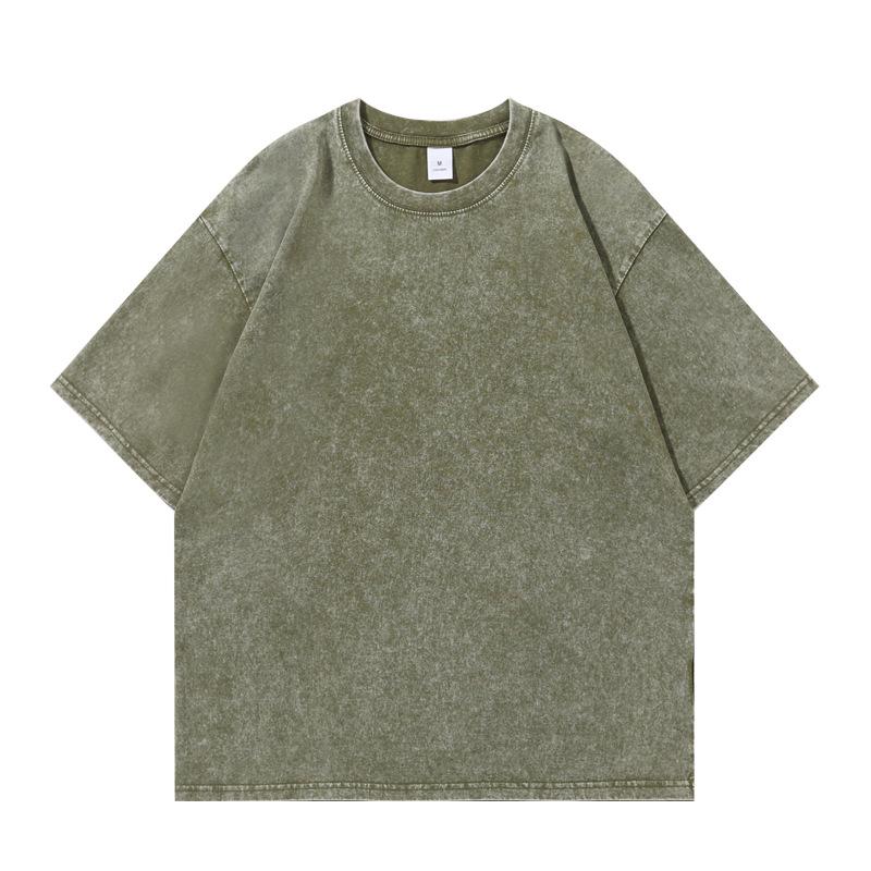 

240 г Тяжелая Весовая Выстиранная Потертая Унисекс Футболка с Коротким Рукавом, Большой Размер, Свободный Крой, Лето 2025 3XL (Weight 175-195 jin)