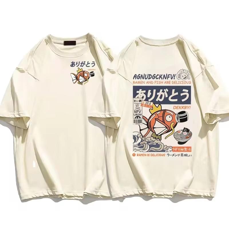 2025 Men T-shirts Intrage Japan Kanji Cartoon T-shirt Fun Graphics Kawaii Clothing Streetwear Peach Khaki Top Large Harajuku Top