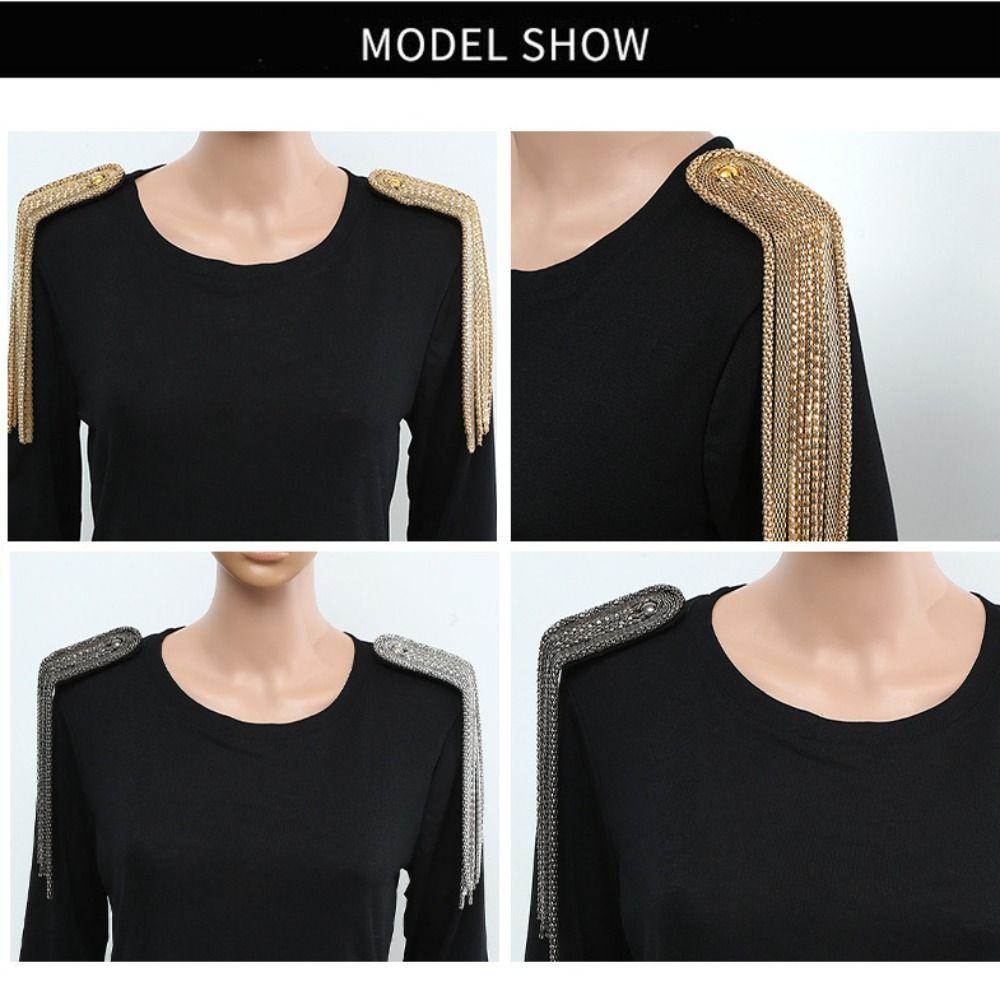 Zinc Zinc Alloy Tassel Chain Epaulettes Metal Tassel Epaulet Retro Gold Brooch Jewelry Suit