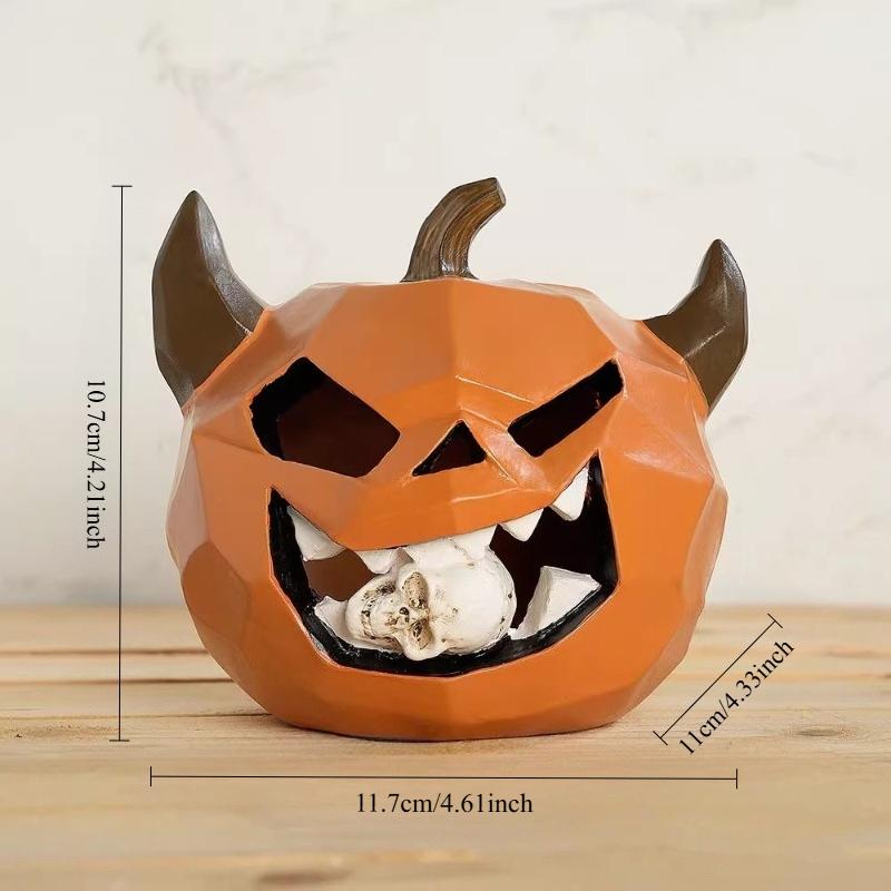 Nordic Ins Style Halloween Pumpkin Skull Ghost Face Ornament Resin Crafts Holiday Party Props Decorations Home Decoration