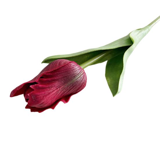 Artificial Tulip Flower Real Touch PU Faux Tulip Flower Stem with Leaves for Wedding Floral Arrangement Spring Home Office Table Decor