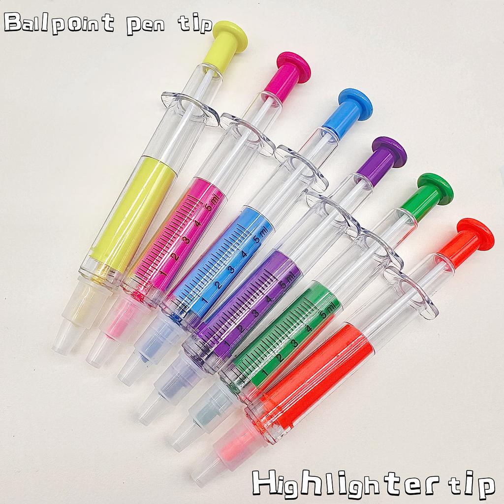 6pcs Dual-Ended Highlighter Marker Pens | Fluorescent Highlighter & Ballpoint Pen In One | Vibrant Colors for Notes, Crafts