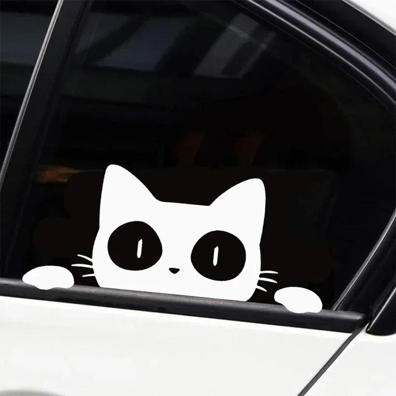 14x6cm Peeking Cat Cartoon Kitty Car Sticker Auto Body Bumper Windows Motorcycle Laptop Walls Vinyl Film Decal Car Accessories