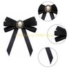 49MD Pearl Ribbon Brooch Pin Bow Tie Vintage Pre-Tied Collar Jewelry Bowknot Necktie