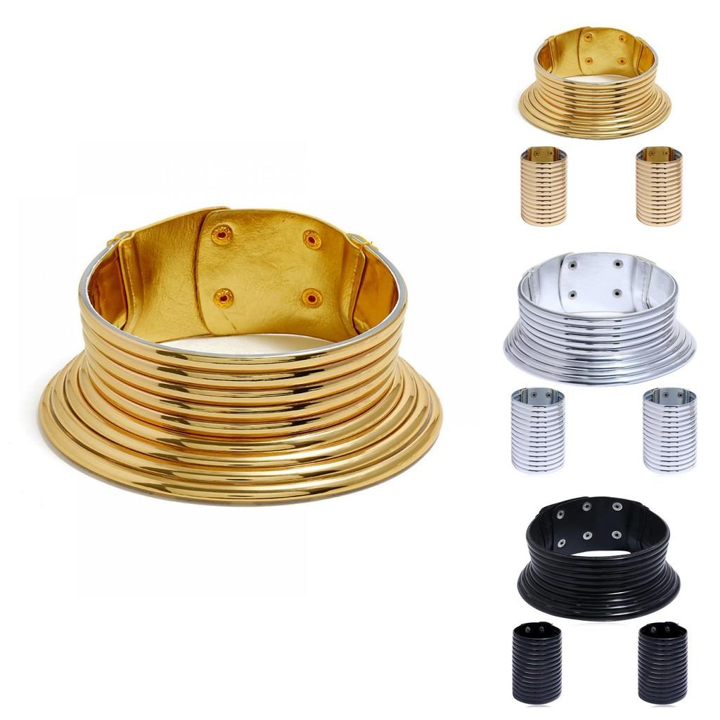 Jewelry Female Trendy Collection Featuring Oversized Leather Necklace And Bracelets For Spring