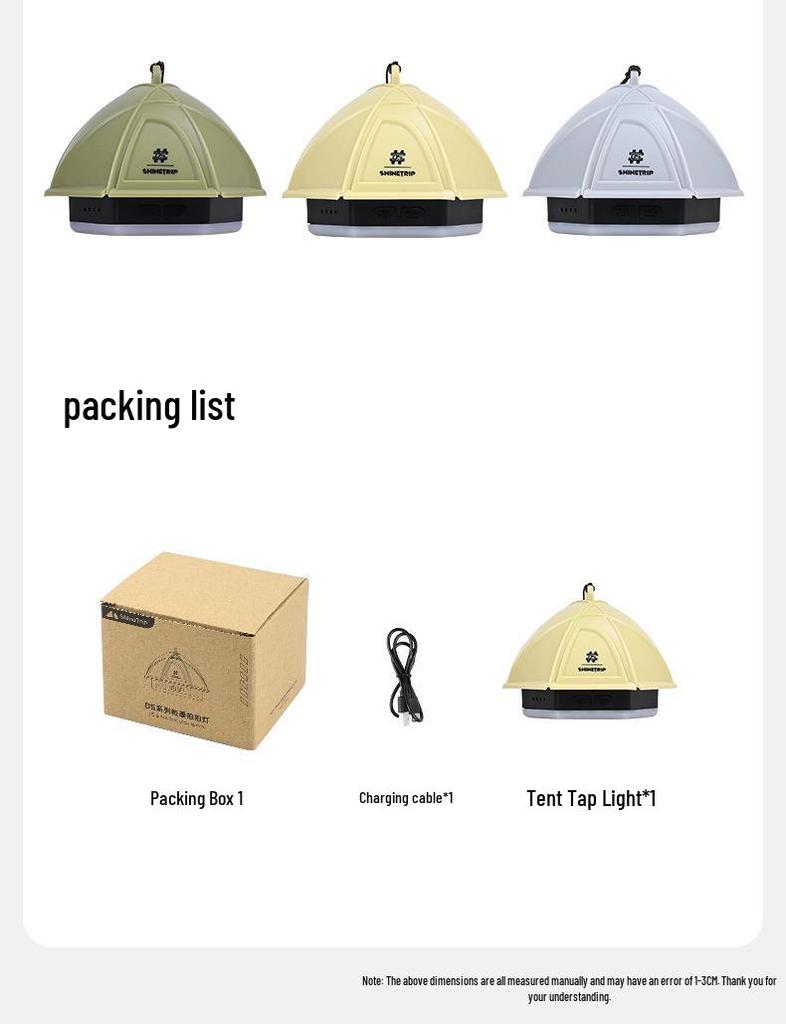Mountain Fun ShineTrip Magnetic Tent Light - Multi-gear, Long Battery, Waterproof, Tap Control