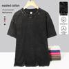 Tricou Bărbați Bumbac Spălat Vintage Oversized - Greutate Mare, Mânecă Scurtă, Umeri Căzuți Largi, Stil Streetwear, 220g
