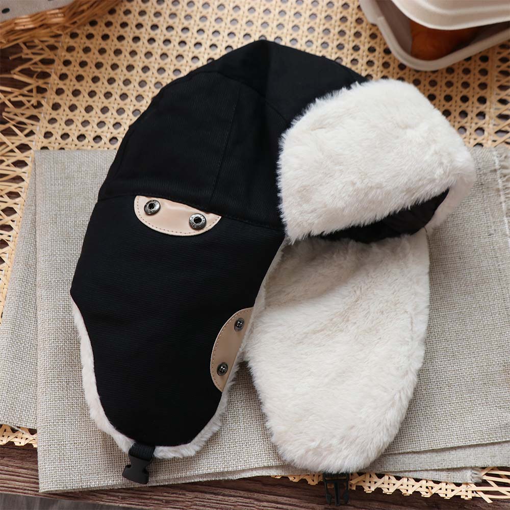 Solid Color Ear Protective Hat Windproof Women Plush Hat Cute Winter Pilot Hat  Autumn