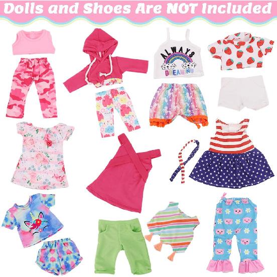 UNICORN ELEMENT 10 Sets American Doll Clothes 18 Inch Doll Clothes and Accessories for 18 Inch Doll Doll Clothing Outfits Dress Fit for 18 Inch Girl
