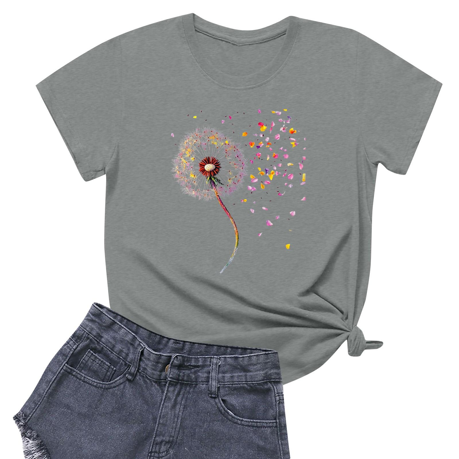 

Женская повседневная футболка с круглым вырезом и короткими рукавами с принтом L