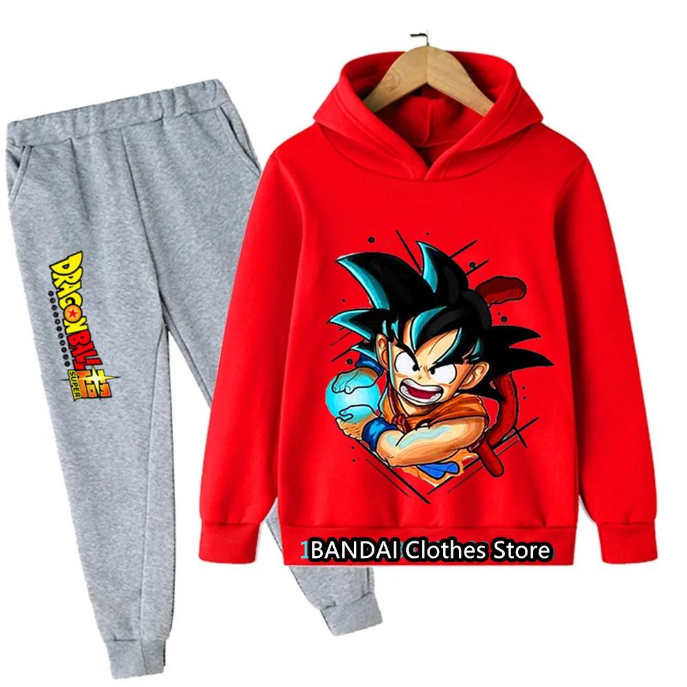New 2025 Dragonball Hoodie Kids Spring Sportswear Boys and Girls Goku Sweatshirt Boys Clothes Girls Set Hoodie Pantsuit Children