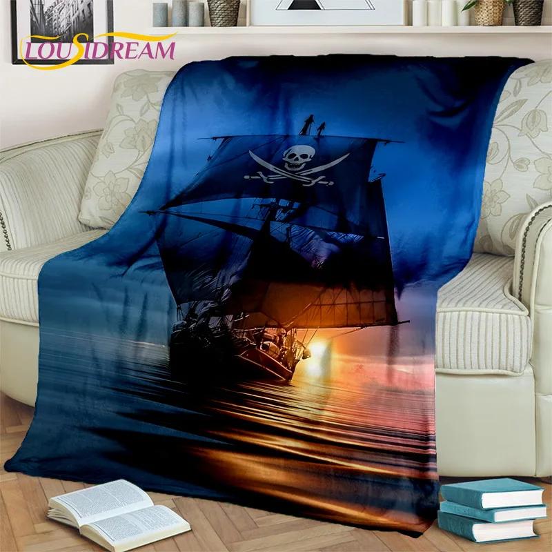 3D Pirate Ship Boat,Sailboat,Barque Blanket,Soft Throw Blanket for Home Bedroom Bed Sofa Picnic Travel Office Cover Blanket Kids