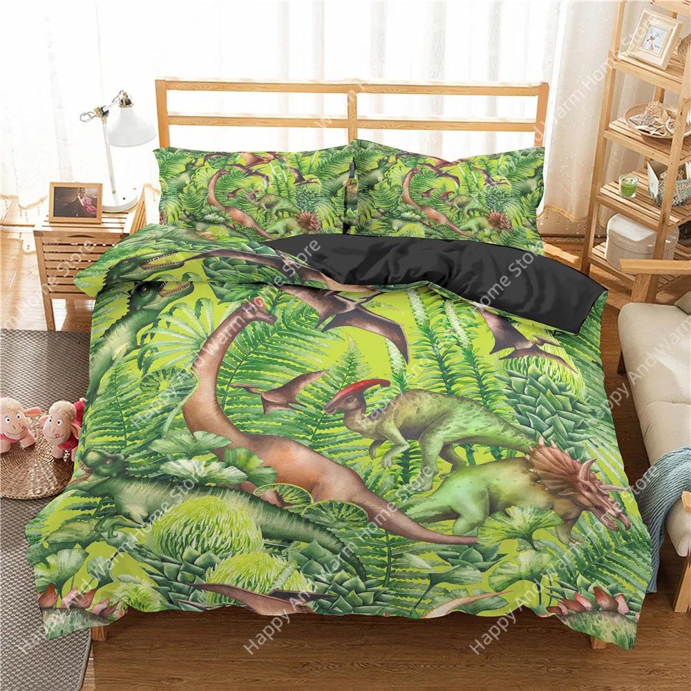 Dżungla Zwierzęta Miękka Poszewka na Kołdrę Rozmiar King/Queen Rośliny Tropikalne Liście Palmy Pościel dla Chłopców Tygrys Dzikie Zwierzęta 2/3 szt. Poliester Wygodna Poszewka na Kołdrę