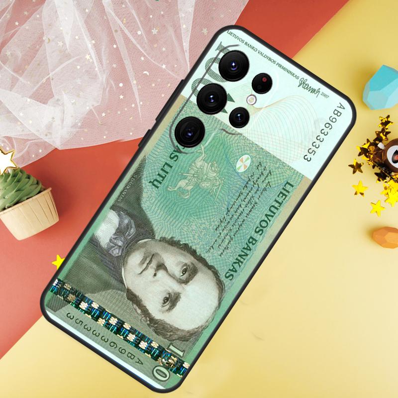 Lithuania Litas Money Funda For Samsung Galaxy S24 Ultra S23 S22 Plus S21 S20 FE S8 S9 S10 Note 10 20 Ultra Case