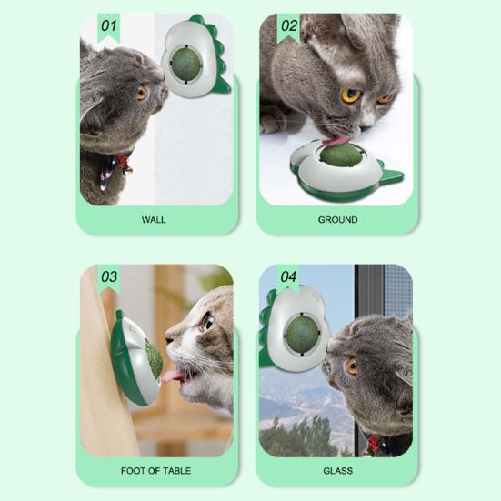 Cat Lick Ball Natural Catnip Ball Cat Chew Toy Wall Mounted Rotatable Ball Cat