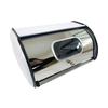 Metal Bread Box with Acrylic Window Roll Top Lid Bread Storage Bin For Kitchen Countertop White