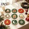 Kitchen Dining Table Accessories 9Pcs Christmas Wooden Coasters Set, Heat Resistant Cup Mats, Waterproof Pads for Round Protection Mats Home