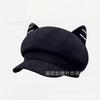 **Women Newsboy Beret Cap Solid Korean British Vintage Visor Face Slimming Hat**