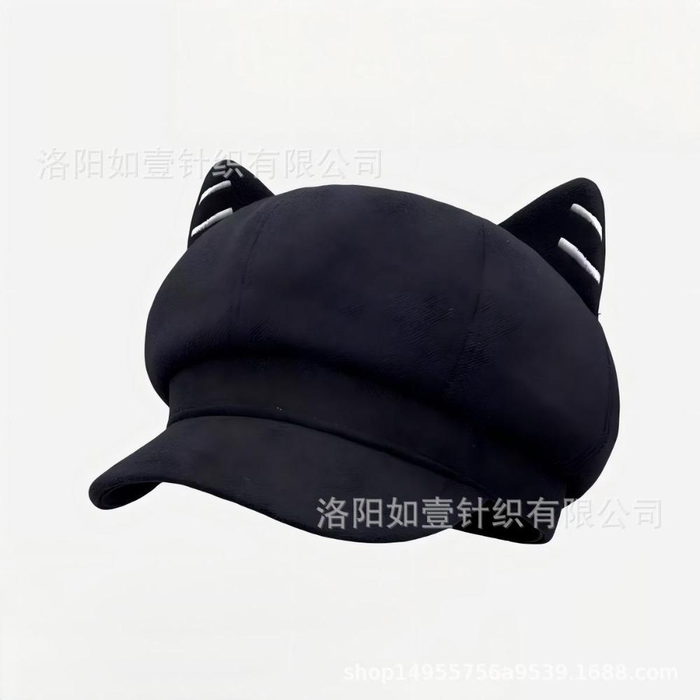 **Women Newsboy Beret Cap Solid Korean British Vintage Visor Face Slimming Hat**