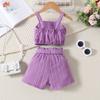 Mädchen Mode Anzug Sommer Kinder Casual Neckholder Top Offene Tasche Shorts mit Gürtel Anzug