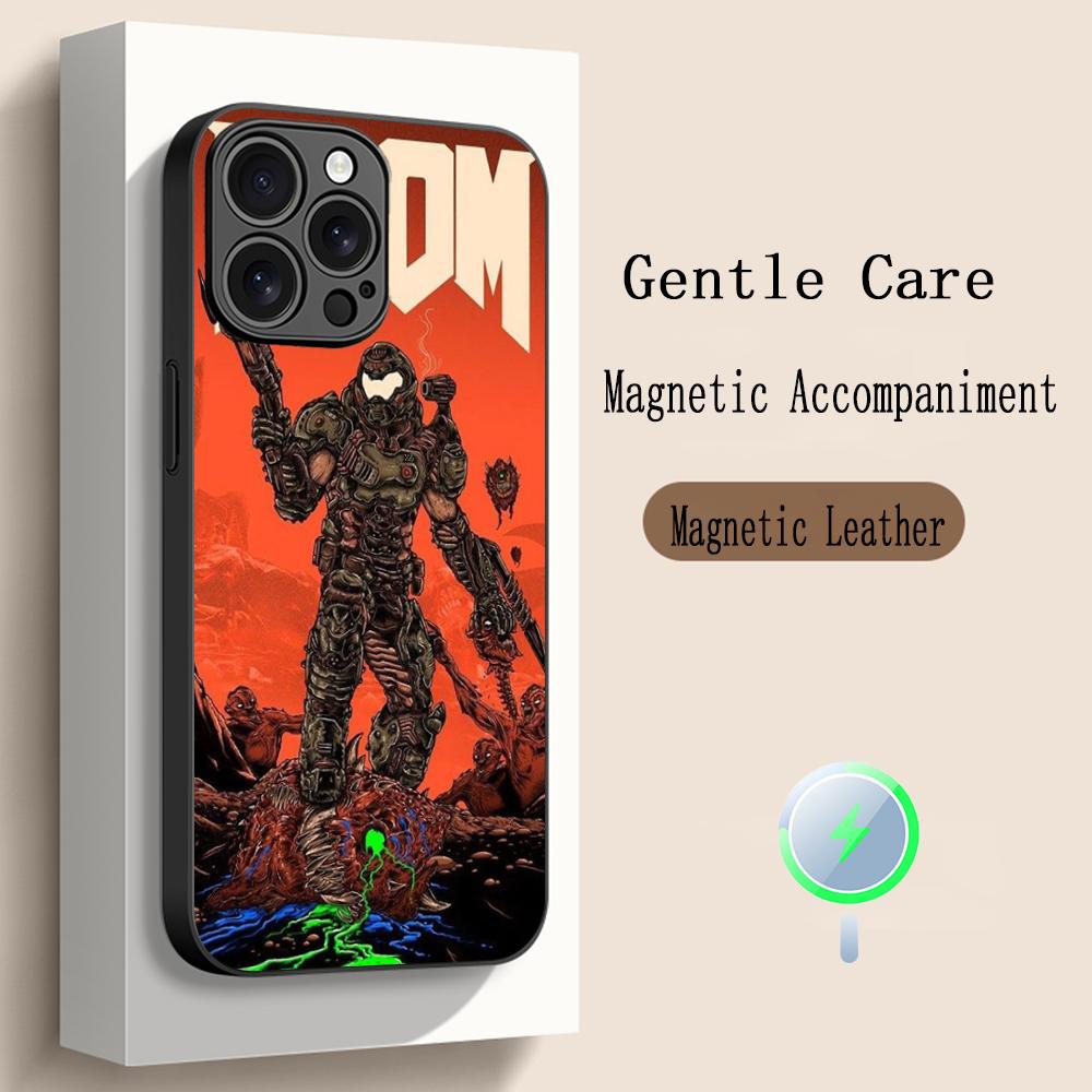 Classic Game D-doomEs Fashion Poster Phone Case For iPhone 17 16 15 14 13 12 Plus Pro Max High-end Luxury Magsafe Sheepskin