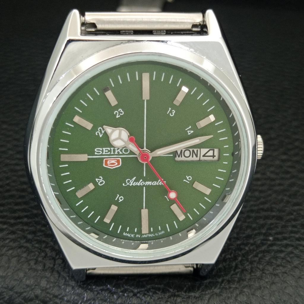 VINTAGE REFURBISHED SEIKO 5 AUTOMATIC 6309A JAPAN MENS GREEN WATCH a442890-1