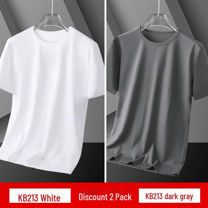Men's Loose Fit Ice Silk Solid Color Short-Sleeve T-Shirt - Simple & Versatile Summer Style