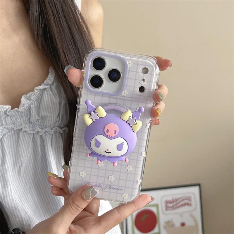 Sanrio Cartoon Magnetic Stand iPhone Case for 17/16/Pro Max/15/14 - Girly Design