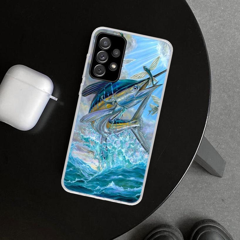 Offshore Angling Fishing Fish Rod Phone Case for Samsung Galaxy A17 A16 A26 A36 A56 A57 A37 A15 A25 A35 A55 A14 A24 A34 A54 A13