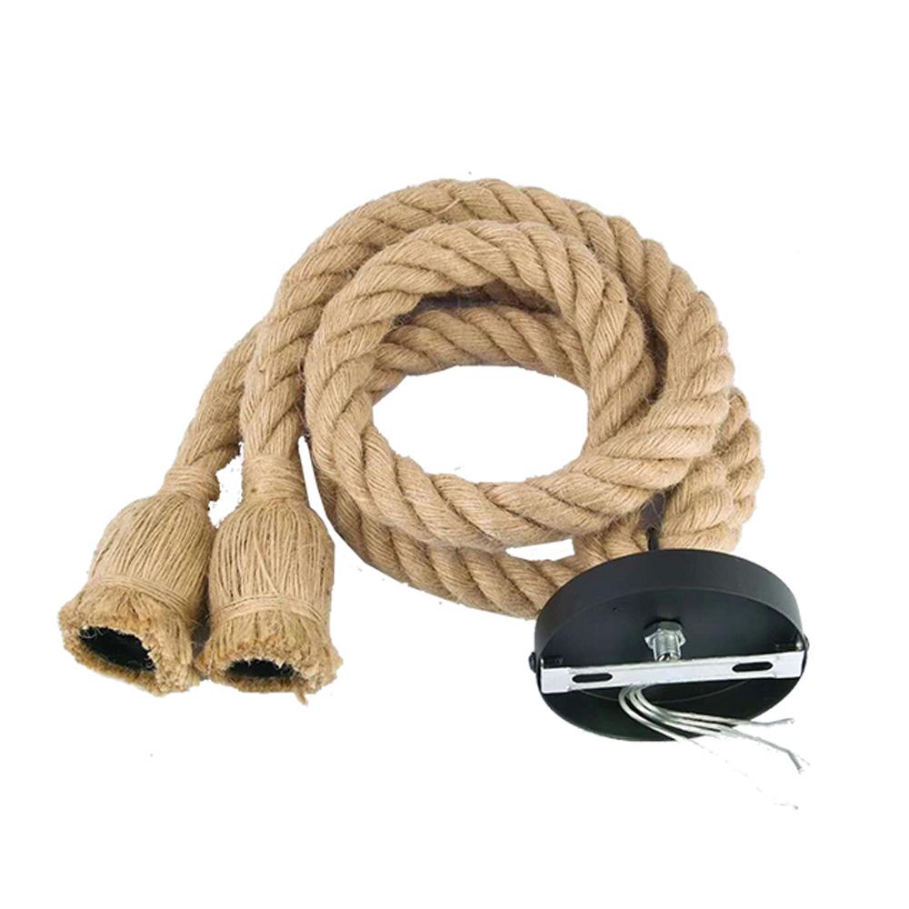 Vintage Sisal Rope Pendfant Lamp Retro Industrial Hanging Lamp Creative Loft Country Style Edison Bulb Home Lamps