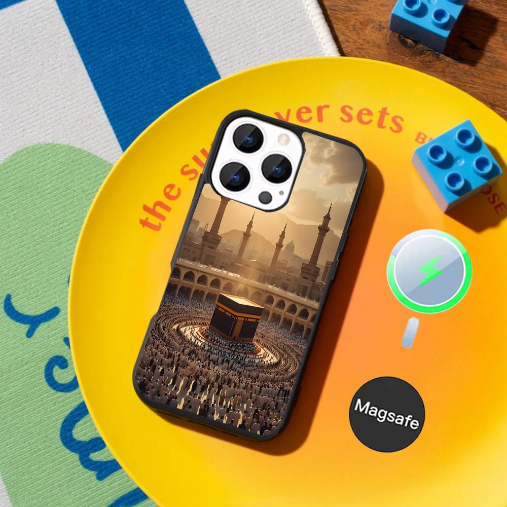 Moslem and Kaaba Phone Case For iPhone 17,16,15,14,13,12,11,Pro,Max,Plus,Mini,SE4,E Magnetic Magsafe Wireless Charging