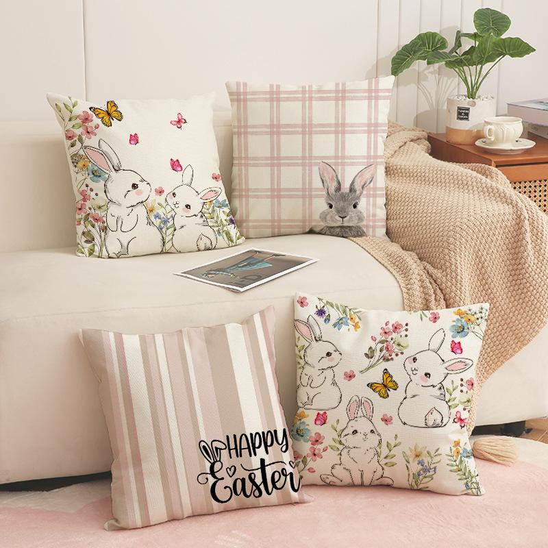 Easter Modular Sofa Pillow Case Linen Print Simple Versatile Car Cushion Home Cushion