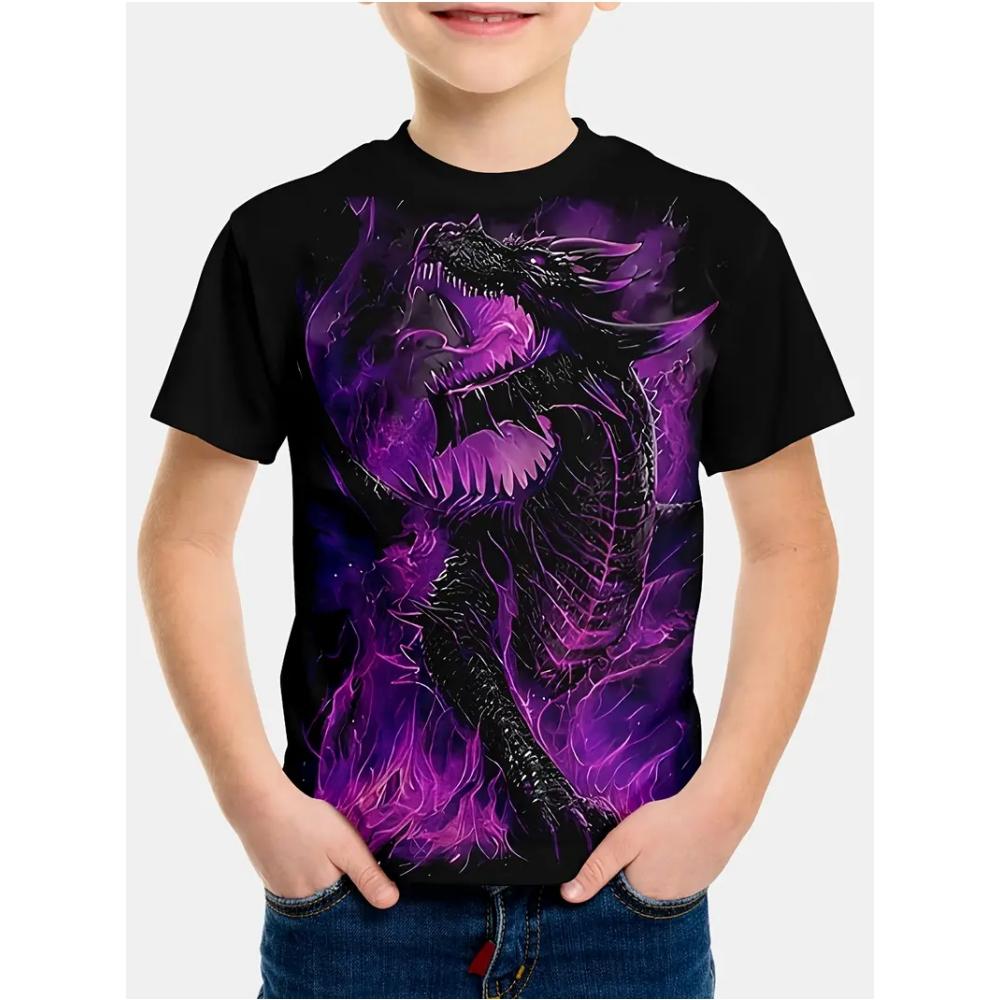 Clothing for Boys Cartoon Dinosaur 3D Print Graphic T Shirts Summer Daily Casual Tee Top Clothes for Children T-Shirts for Boys