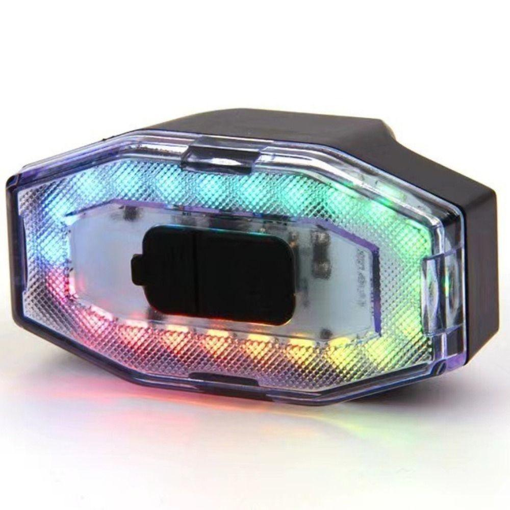 Waterproof Bike Tail Light Rainbow LED Rear Taillight Bright Light Skateboard Light  Safety Warning