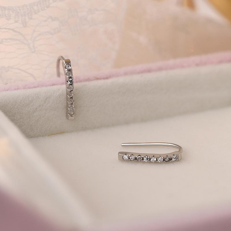 Diamond-inlaid Ear Hooks Exquisite Simple Niche Temperament Cold Style Minimalist Ear Piercing Ear Decoration