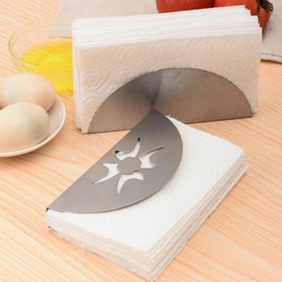 Semi-circle Tissue Holder Hollow Pattern Heavy Duty Stainless Steel Dining Table Paper Towel