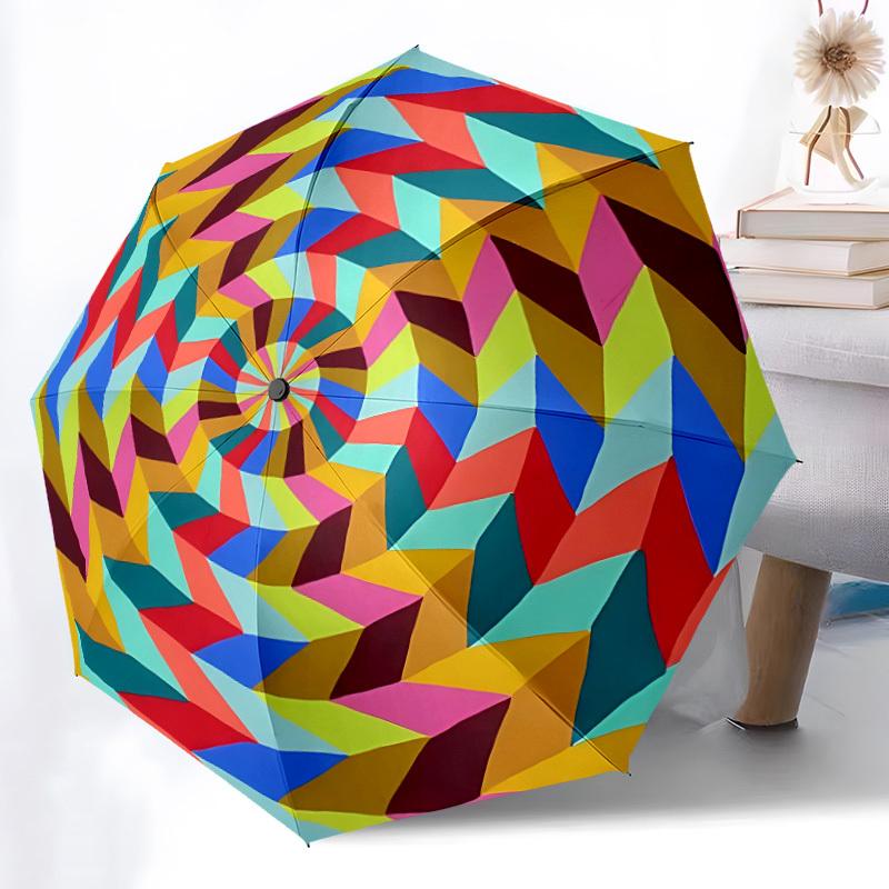 1pc Spiral Kaleidoscope Automatic Open/close Folding Umbrella, Compact Portable Travel Umbrella, Durable Construction yy251230108