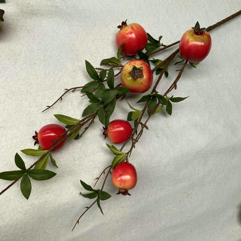 Red Artificial Pomegranate Branch Multifunctional Fake Simulation Pomegranate Bouquet Decoration for Photo Props